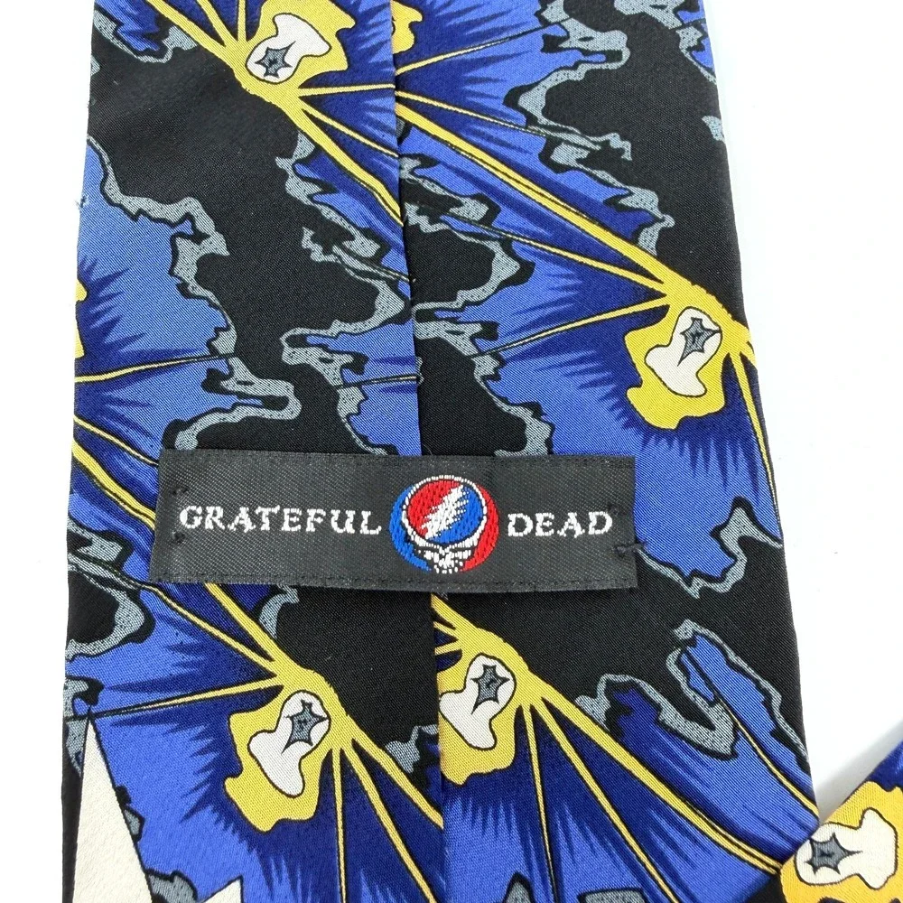 GRATEFUL DEAD Devil's Friend First Set Silk Tie Alien Blue Gold Vintage USA